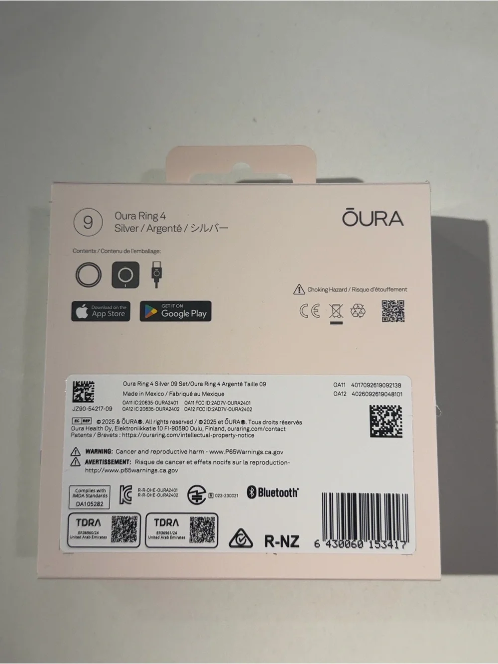 Oura Ring 4 - Silver - Size 9 - Brand New Sealed in Box